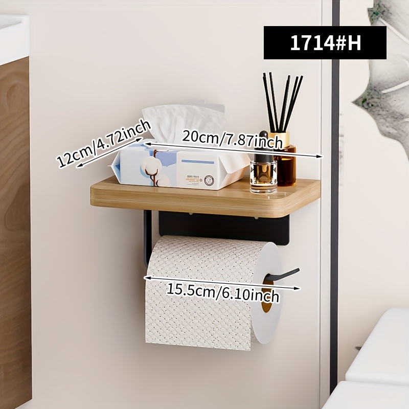 TEMU 1pc No-drill Bathroom Toilet Paper Holder - Over-the-toilet Organizer With Strong Self-adhesive, Space- Toilet Paper Roll Storage, For Bathroom,