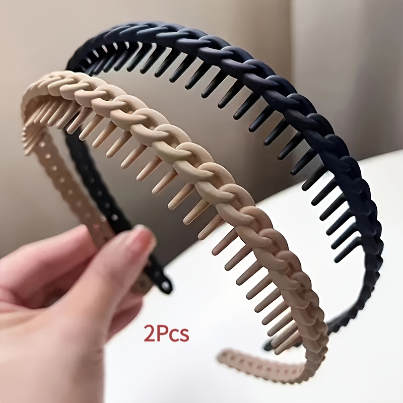 TEMU 2pcs Lemon Love Women's Anti-slip Hair Headband With Textured Non-slip Strips & Hair Holders Suitable For Face Washing, Showering, Skincare
