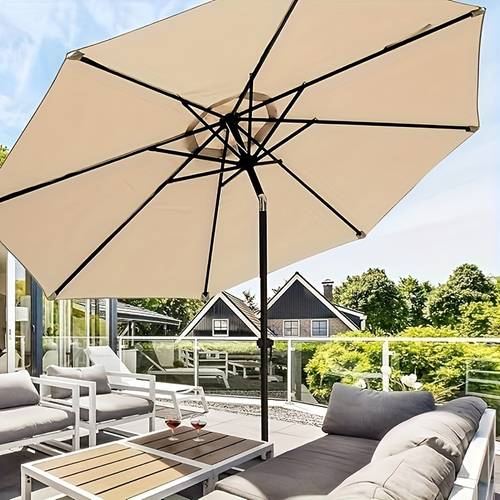 outdoor patio umbrella with push button tilt and crank waterproof table umbrella with sturdy ribs 7 5ft 9ft 10ft