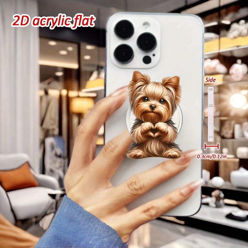 [2d Flat] A Cute Yorkie-shaped Luxury Phone Stand That Fits All Types Of Phone Cases, Easy To Carry, Featuring A Portable And Elegant Design. An Ideal Gift For .