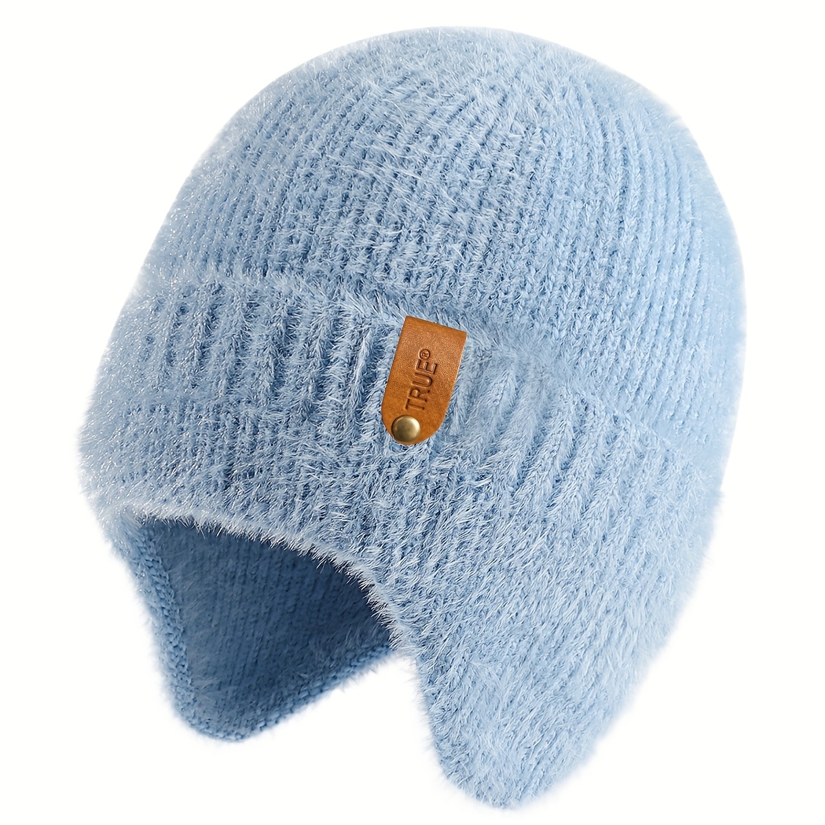 TEMU Cappello invernale minimalista "TRUE簧" confortevole, cappello unisex lavorato a maglia e caldo con protezione per le orecchie, soffice senza