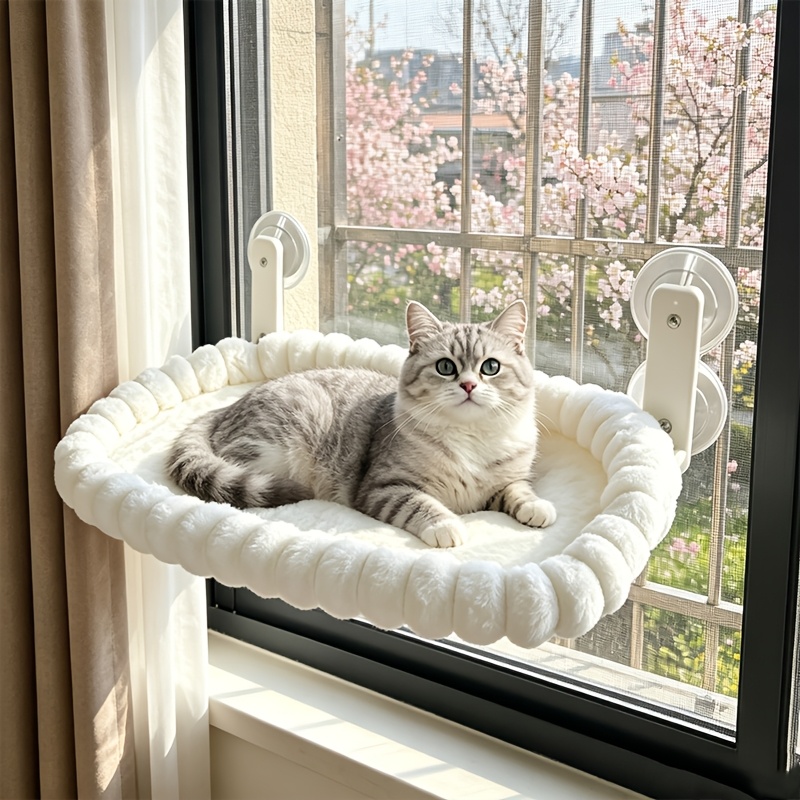 TEMU Lit Suspendu pour Chat, Hamac pour Chat, Hamac pour Chat à Ventouse, Lit de Fenêtre pour Chat, de Fenêtre Pliable pour Chat - Fil, Literie