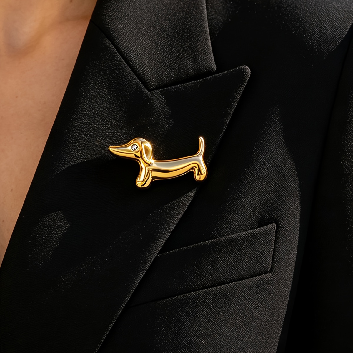 TEMU Mini Broche Mignonne Teckel, Broche en Acier Inoxydable