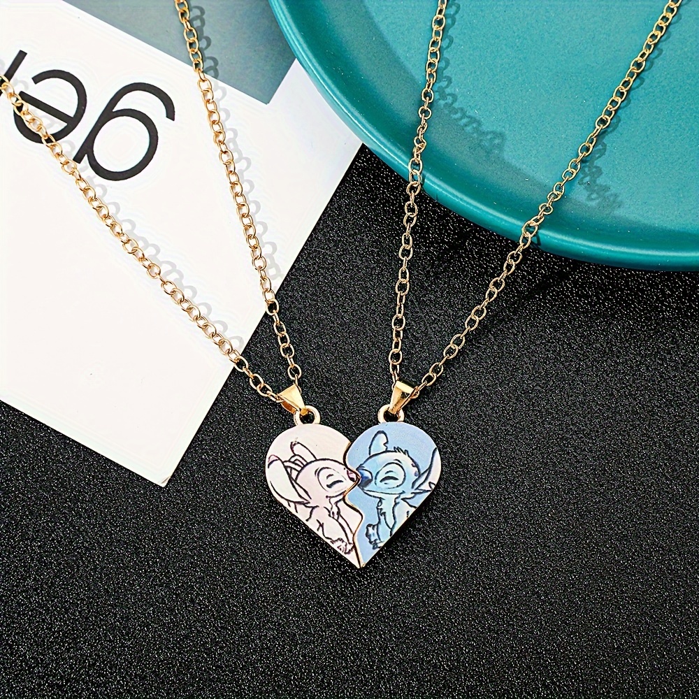 

2pcs, (two Necklaces) Shi Love Pendant Stainless Steel Necklace Jewelry Set Is And Versatile, Suitable For And Gifts