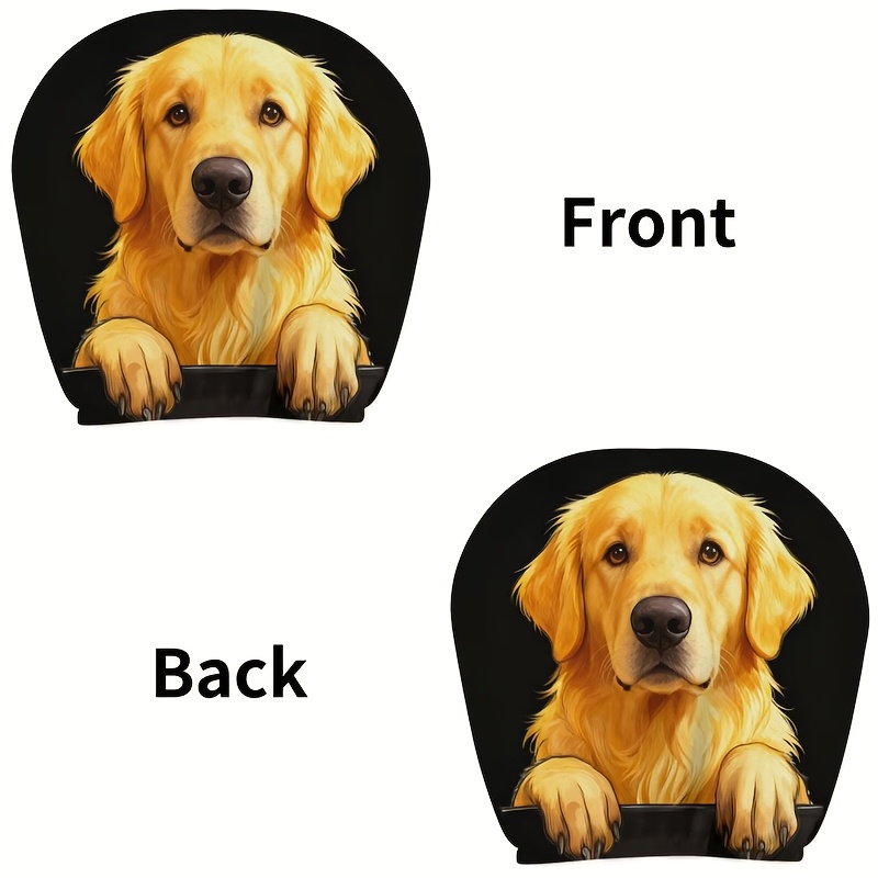 TEMU 2pcs Of Cute Golden Retriever Printed Car Headrest Covers, Golden Version - , Easy To Clean,