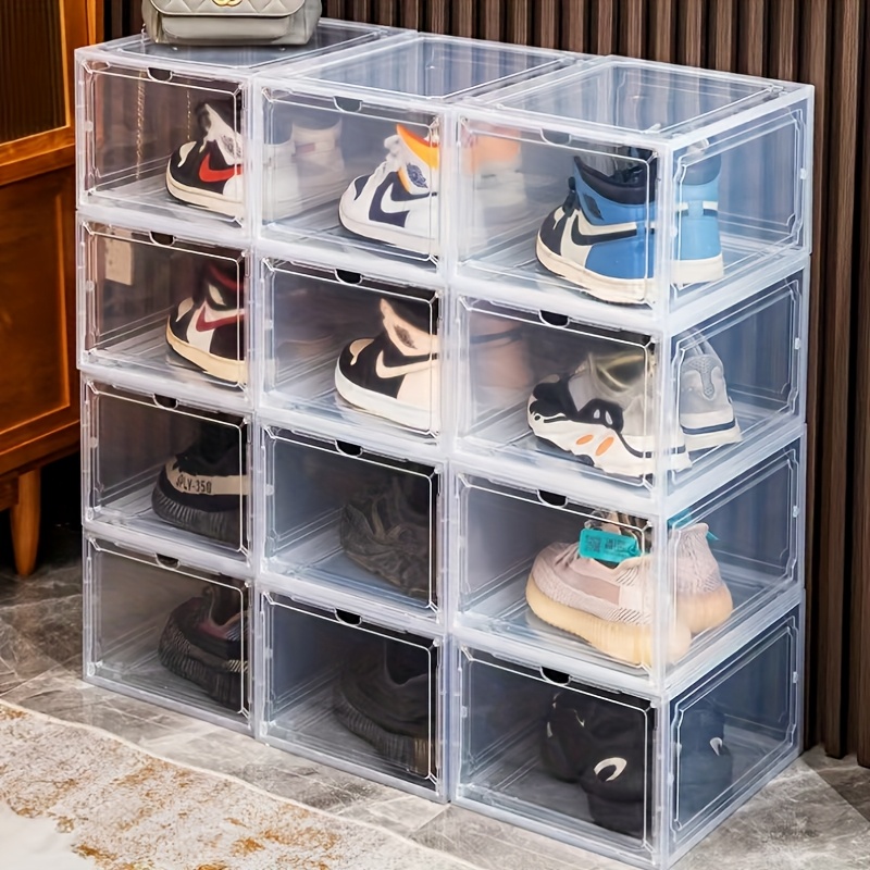 

1pc Transparent Shoe Storage Box, Sneaker Cabinet, Clear Plastic Acrylic Hat Box, Cosmetics And Jewelry Storage Box With Front Opening.