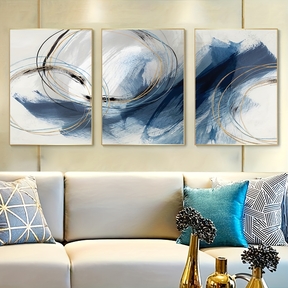 TEMU 2d Flat, 2d Flat, Set Of 3 Canvas Prints Featuring Abstract , Stylish Art With A , Perfect For Home Decor Or As A Gift For . Ideal For Enhancing