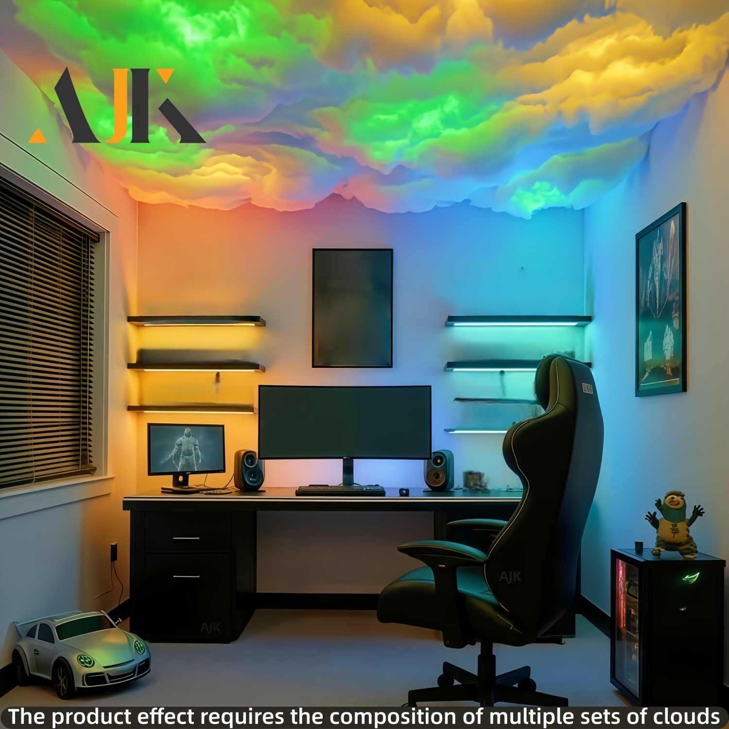3D Lightning Cloud LED Light with Music Synchronization
