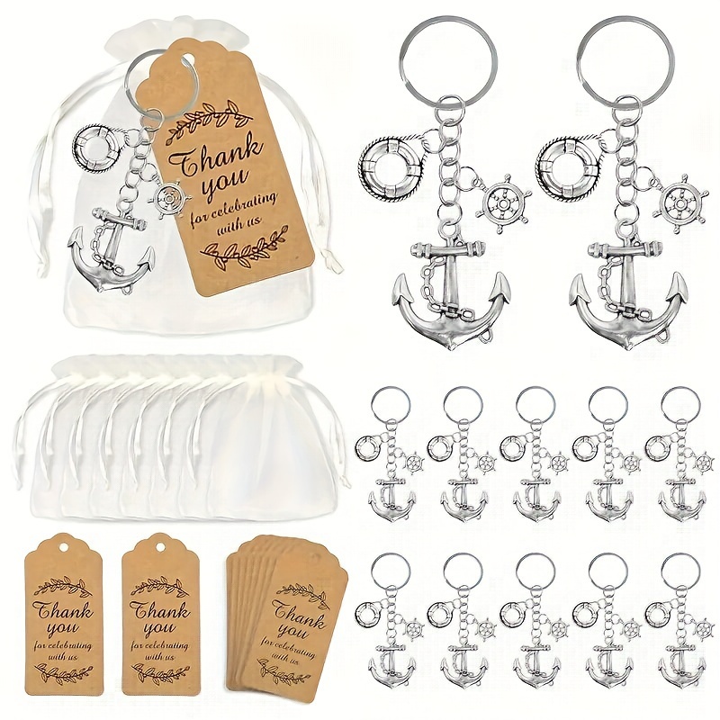 

36pcs Nautical Keychain Gift Set - Anchor, & Designs With And Thank You Tags For Weddings, Engagements & Navy Themed Parties