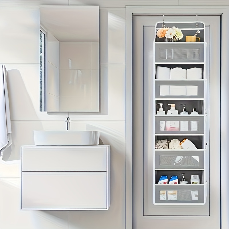 E-shop 5-lagiges, faltbares Tür-Hänge-Regal, hergestellt aus Vliesstoff mit transparenten Box-Haken, geeignet für robuste Rahmenstrukturen von