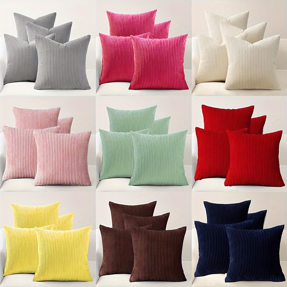 

4pcs Corduroy Pillowcases - , Machine Washable Polyester Covers 17.7x17.7" For Living Room, Sofa, Bed Decor