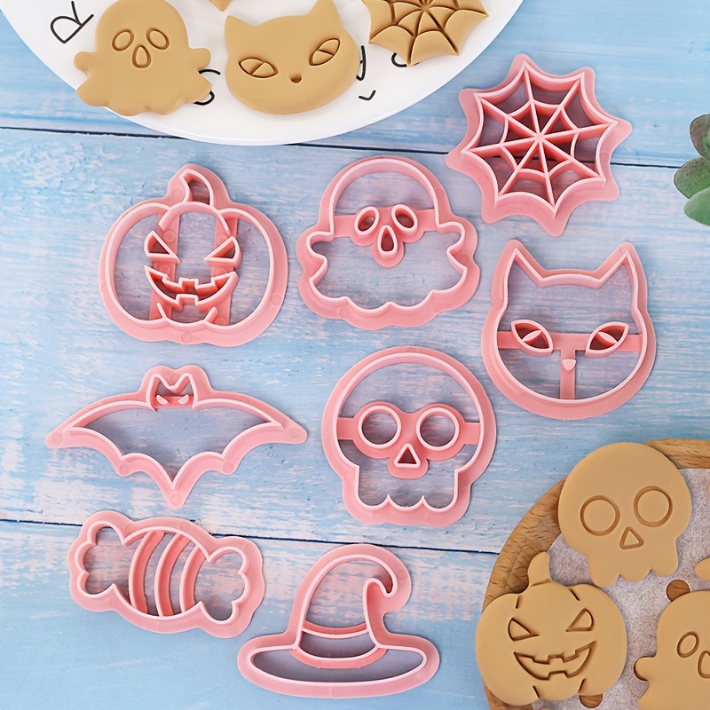 TEMU 8 Pezzi Mini Timbri per Biscotti 3D in Halloween, Piccoli Stampi per Zucchero a Forma di Zucca, Spirito