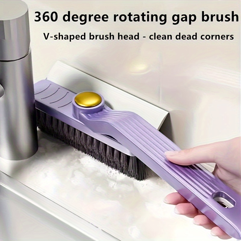 

4-in-1 Rotating Gap Cleaner With Handle - Multifunctional Groove & Glass Scraping Brush For Kitchen, Bathroom, Floors - Durable Plastic, No Power Needed