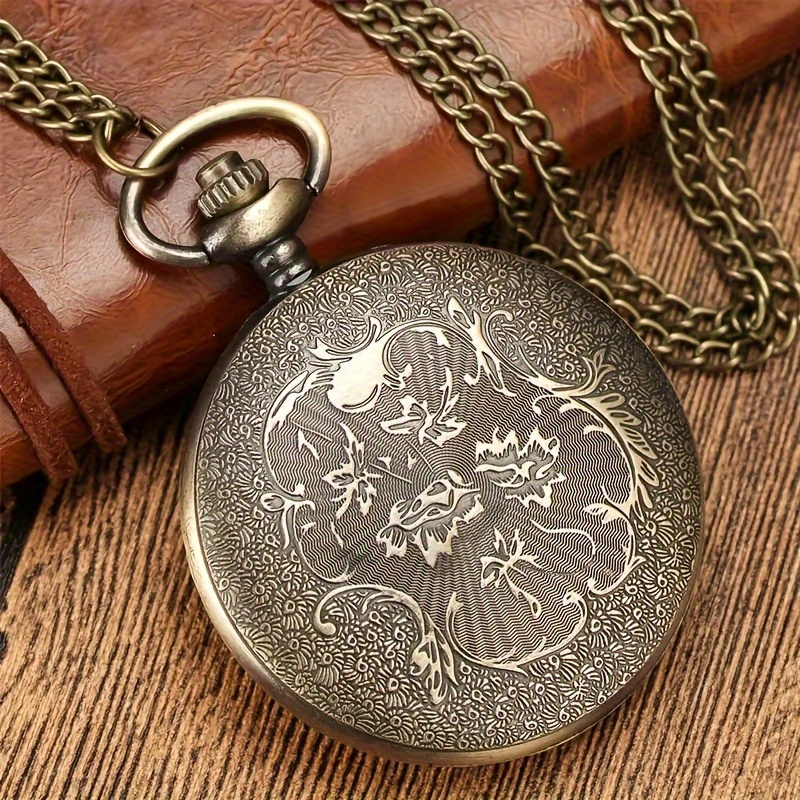 3d retro hollow out punk bronze motorcycle mens quartz pocket watch ideal choice for gifts details 2