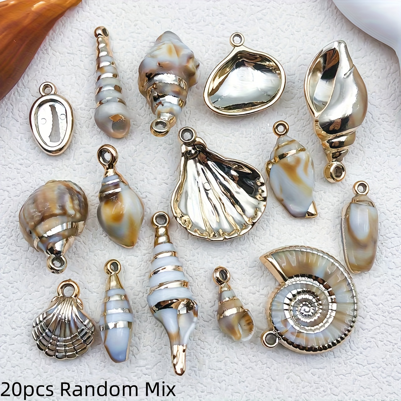 TEMU 20pcs Mélange Aléatoire Nouveau Pendentif Acrylique de Haute Qualité - Coquillages Artificiels en Matériau Acrylique, Coquillages de Mer, Marin
