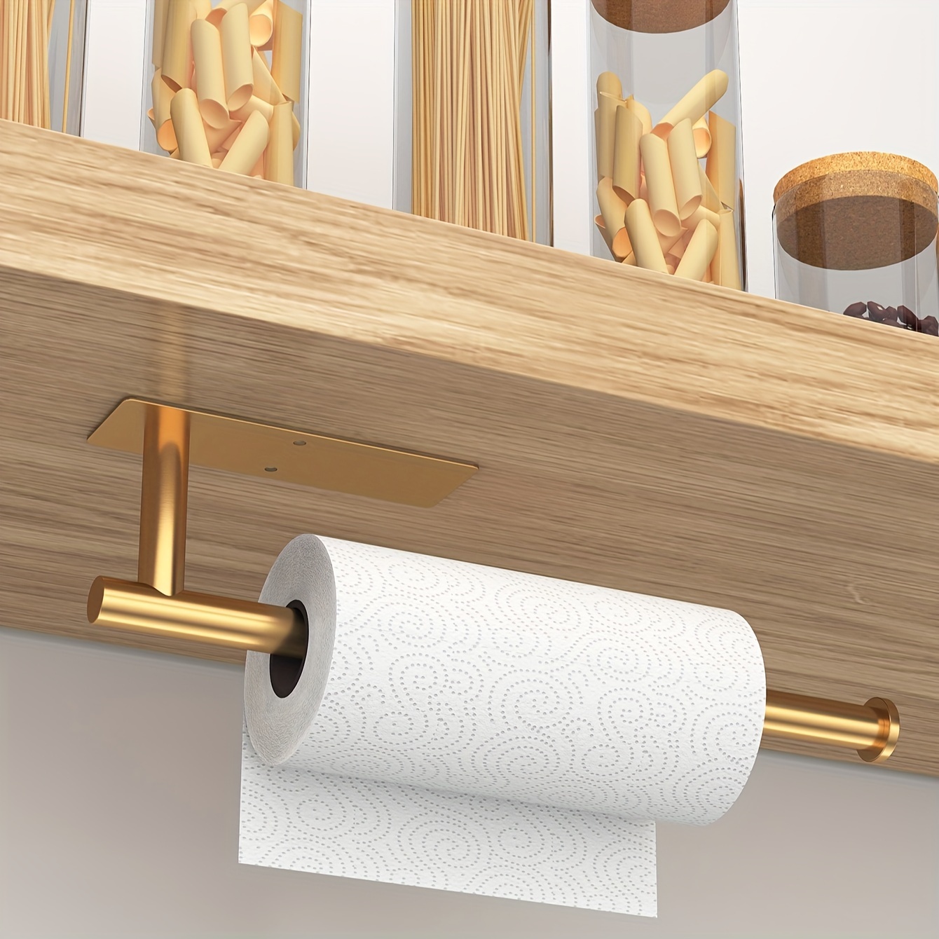 

Easy-install Stainless Steel Kitchen Paper Holder - Wall-mounted, No-drill Design In Golden