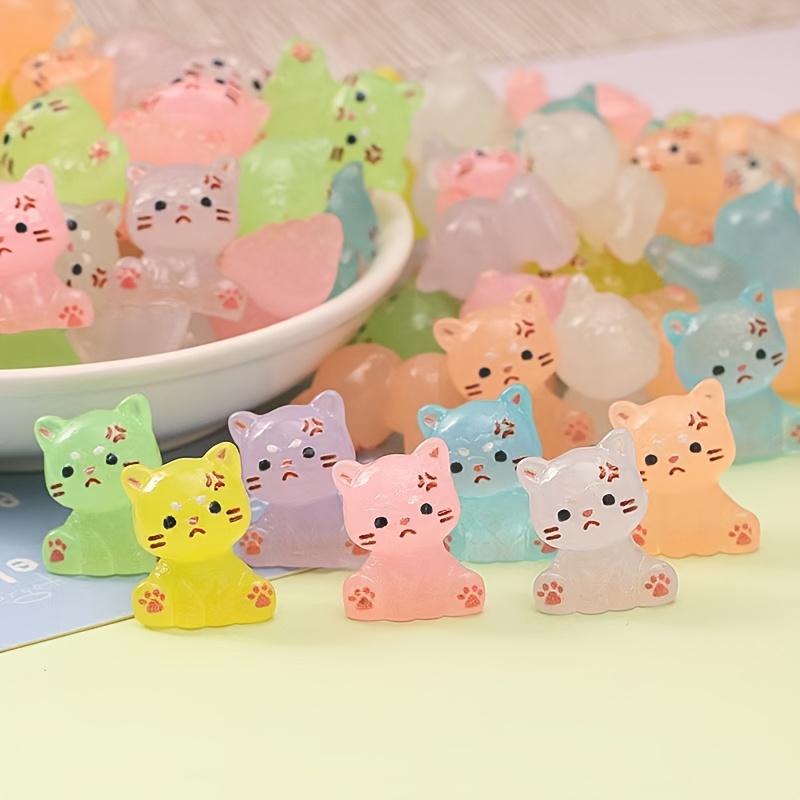 

30pcs -the-dark Resin 3d Funny Figurines, Cute Cartoonish Miniature Statues With Embedded Glittery For Room, Patio, Garden, Planter Moss & , Favors Or Gifts, Room Decoration | Cat Figurines | Resin