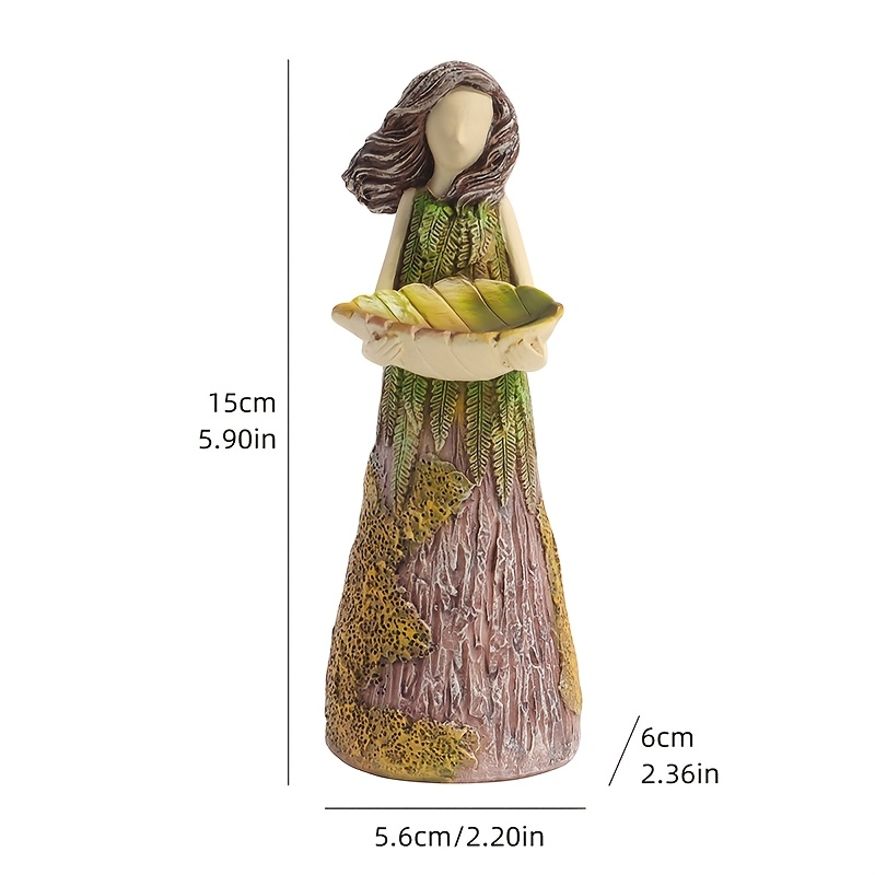 Image of A Tree Skirt Girl Bird Feeder Statue Ornament, Made Of Resin Material, Suitable For Outdoor Garden And Courtyard Decoration, Handmade Holiday Decoration, Desktop Decoration, Anniversary Gift