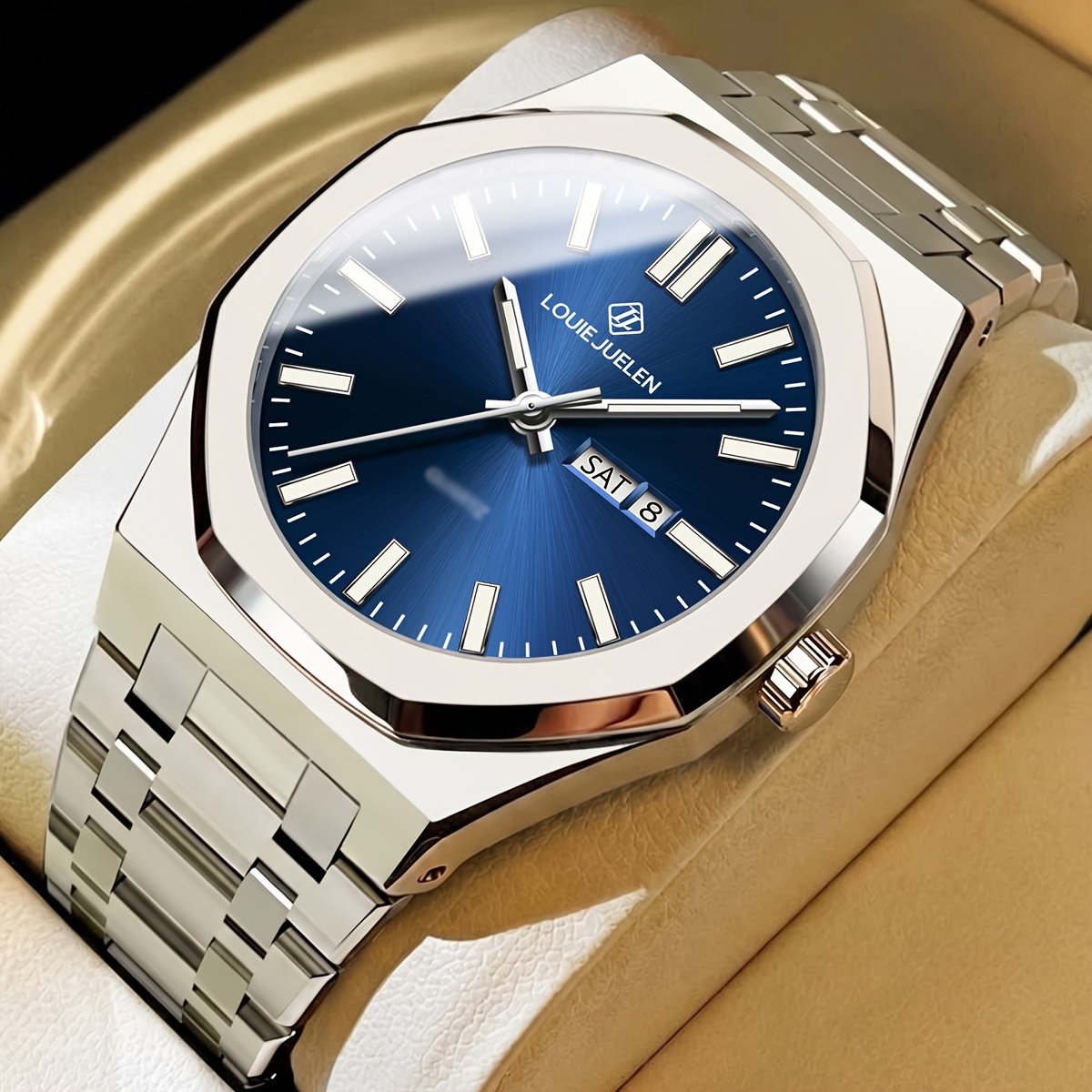 Image of Juelen 2026 Luxury Golden Fully Automatic Mechanical Watch, Adjustable Strap, Luminous Hands, Luxurious Strap, Business Casual Men's Wristwatch, Gift