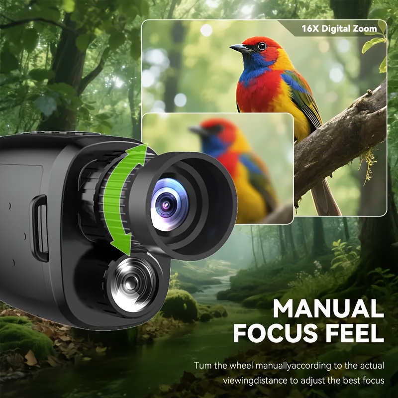Monoculaire Vision Nocturne 1080P - Pour Aventuriers, Monoculaire Numérique Vision Nocturne, Alimenté par Batterie, Design Portable avec Batterie Rechargeable 1800mAh, Chargement USB, Idéal pour Surveillance Nocturne, Voyage, Exploration, Cadeau pour Halloween/Noël/Thanksgiving Détails du produit 4