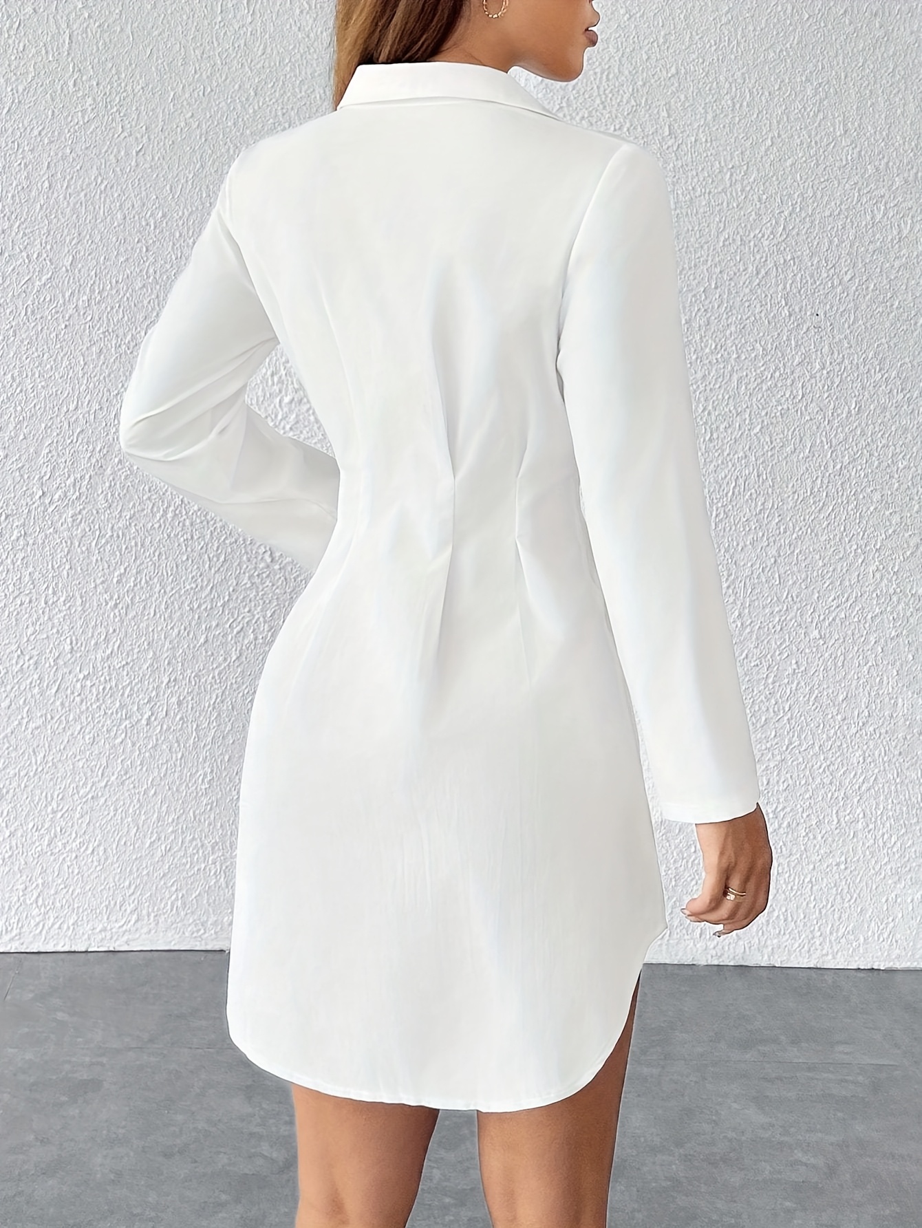 slim fit dress slacks Belted Long Sleeve Shirt Dress in Cotton Voile Greige / 6 main image 1