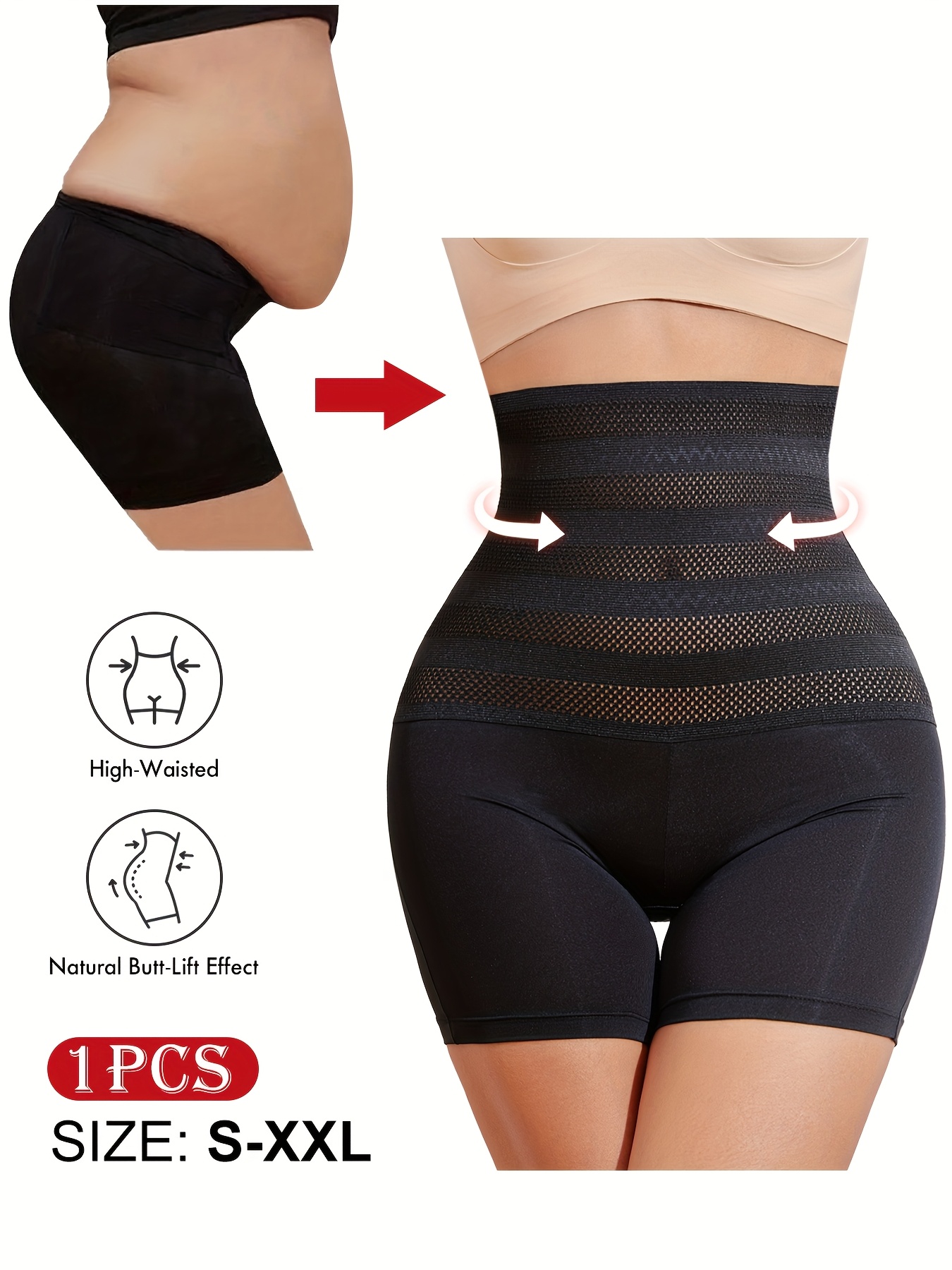 JOSERGO Mutandine modellante per il controllo della pancia, biancheria intima a vita alta, per sollevamento del sedere, Beige, Medium