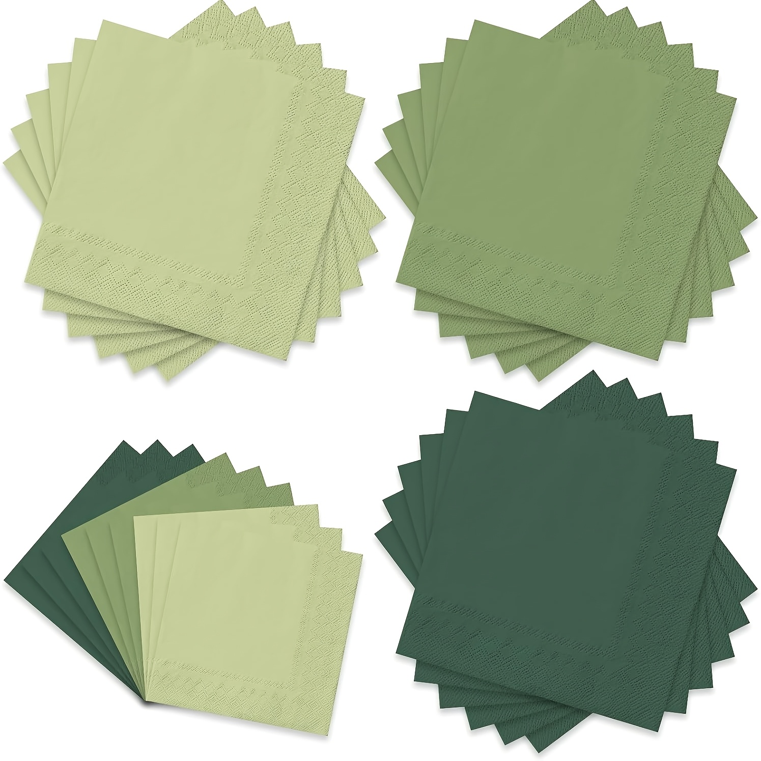 E-shop 60 Stück Salbeigrüne Papier Servietten 3-Farben Abendessen Servietten Grüne Einweg Servietten für Party Feier Zubehör Tischdeko