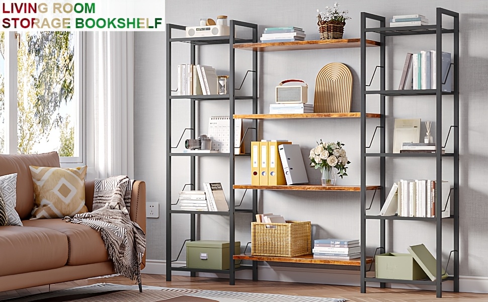 1pc 5 Tier Corner Bookcase, Metal Flower Stand for Plants, Magazine Holders, Wood And Metal Corner MultiShelf Bookcase for Living Room, Kitchen, Home Office, Black