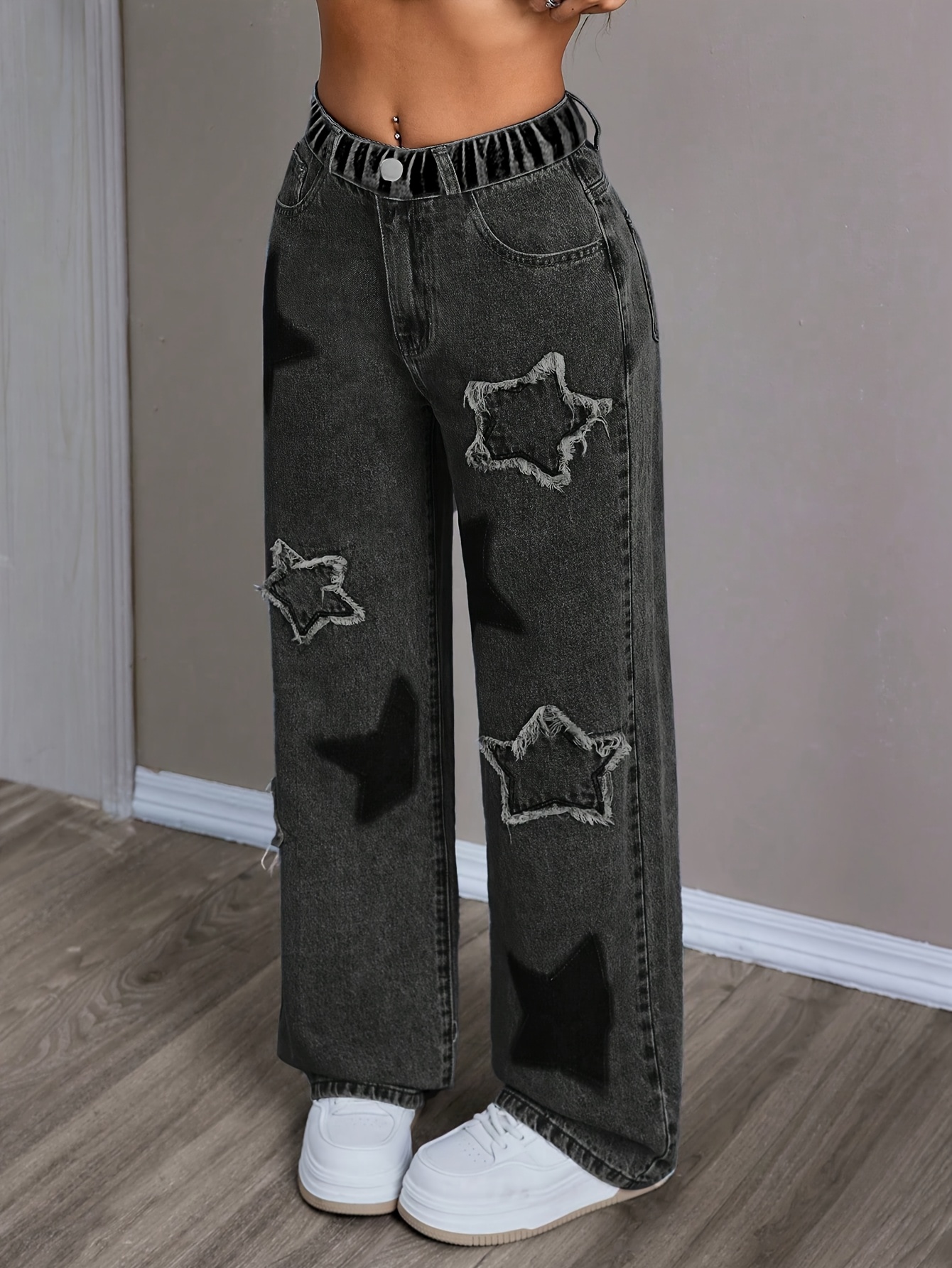 【SATIIIZ】Carter's embroidered denim pants Corteiz C-Star Stitch-Down Jeans Black Men's - FW23 - US