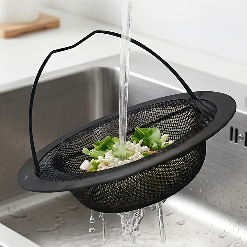 TEMU Panier à fines noir pour évier de cuisine, 1 pièce, avec poignée portable, panier filtre de vidange durable à fines pour évier, récupérateur de