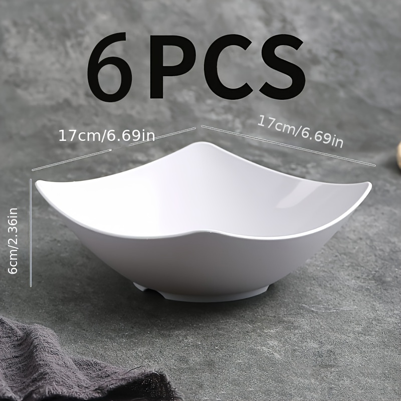 Image of A Set Of 6 Large Square Plastic Bowls, Perfect For Parties, Bowls Are Ideal For Salads, Fruits, And Candy Buffets. Used For Soups, Pasta, And Snacks