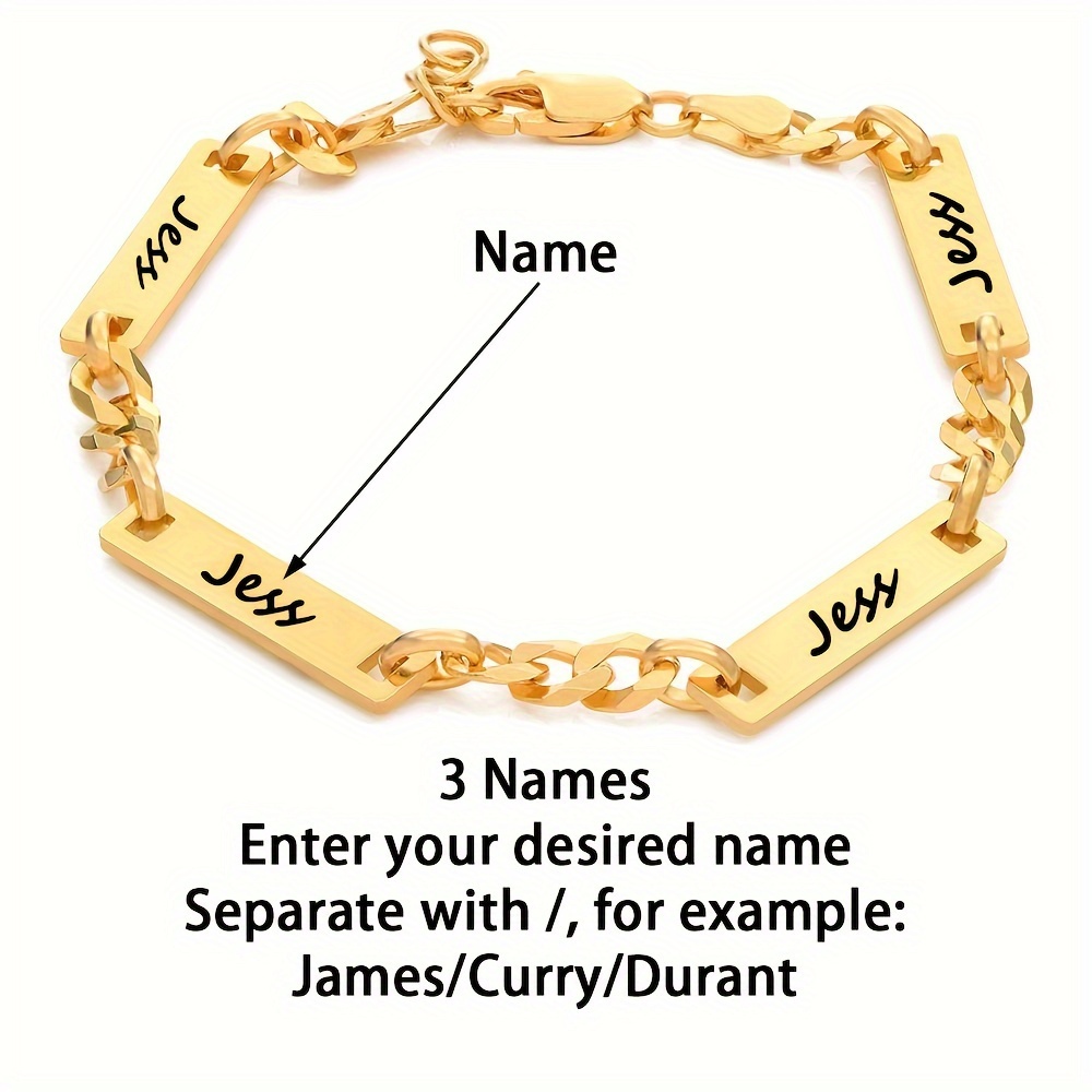 Custom 18K Gold Plated Stainless Steel Name Bracelet — Personalized Gift