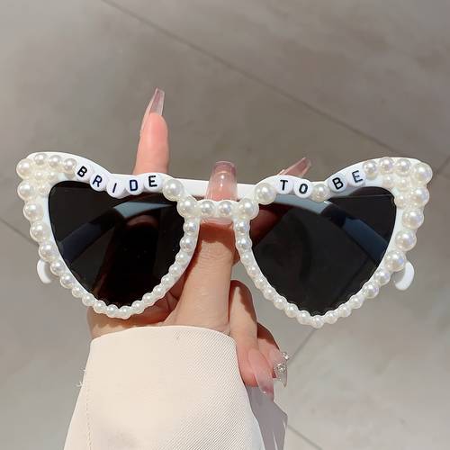 womens heart shaped glasses with artificial decoration solid color glasses bride to be lettering decorative wedding commemorative gift glasses