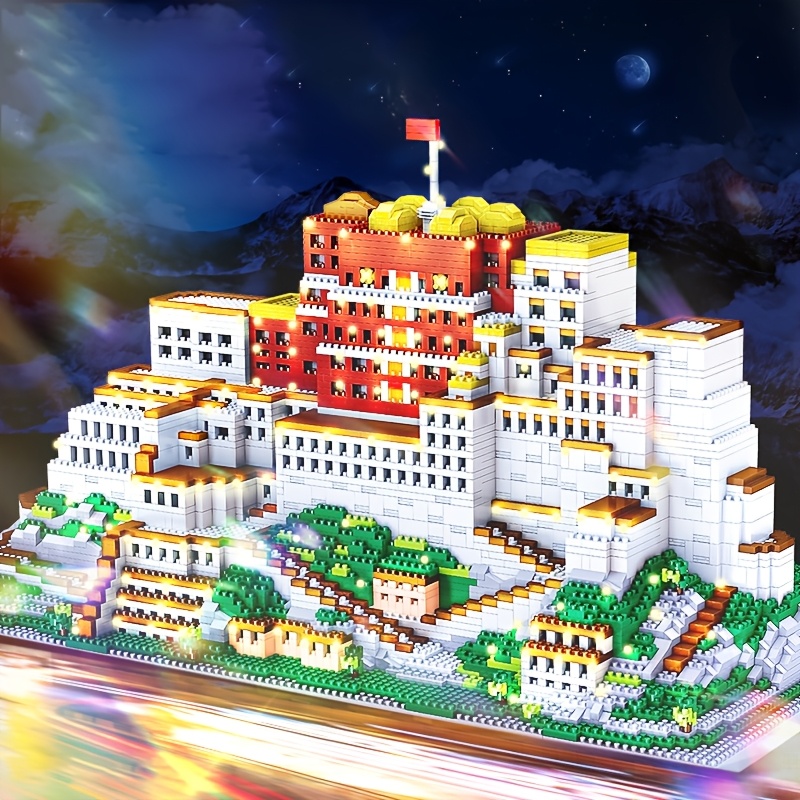 Buddha Palace Building Blocks Set, Mixed Colors ABS Material, Home Decoration