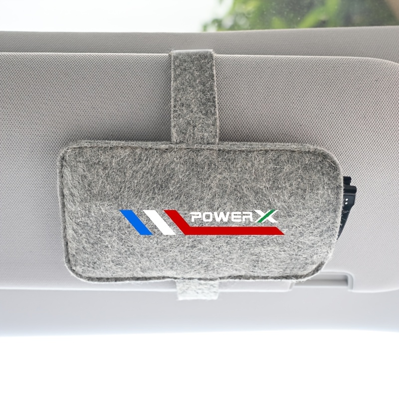 TEMU 1pc Car Blue, White, And Felt Eyeglasses Pouch, Multi-style Multi-functional For Glasses And Fashion Glasses, Car Interior Sun Visor Accessory,