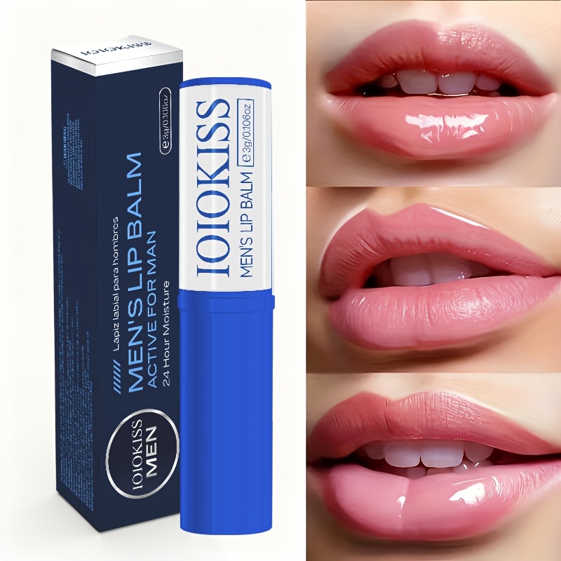 1pc Baume à Lèvres Homme au Collagène, Caféine et Rétinol - Hydratant, Nourrissant, Longue Tenue, Soin Doux pour Lèvres Sèches Jour et Nuit, Base Incolore pour Soin des Lèvres Homme en Automne et Hiver