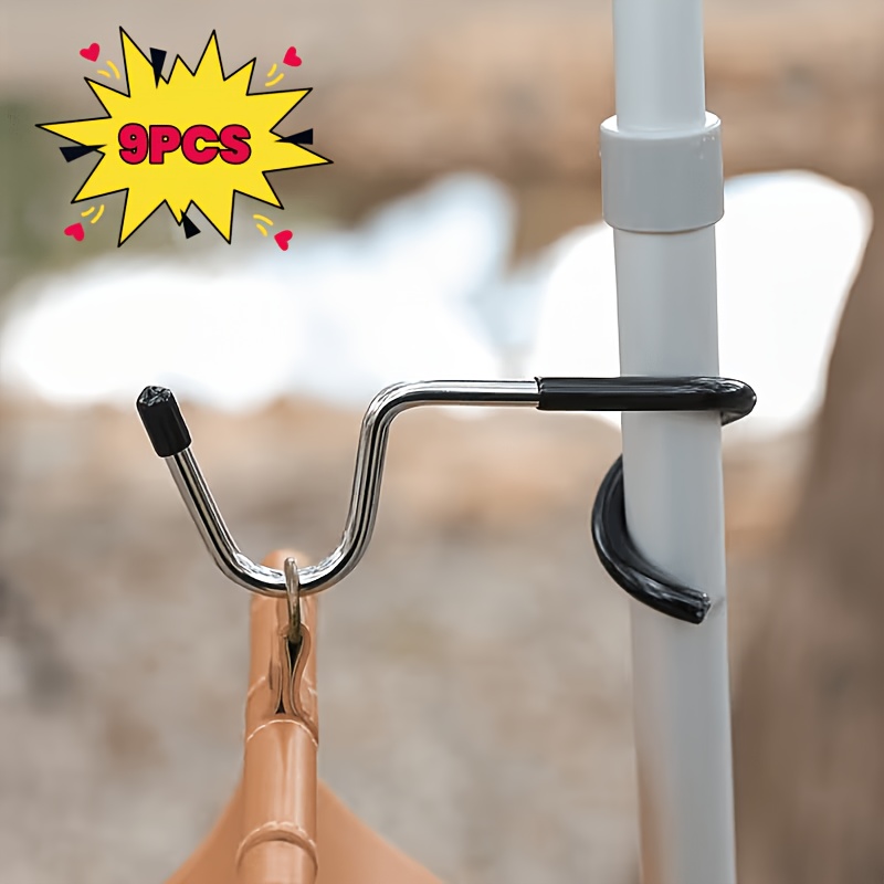 Temu – TEMU 9pcs Outdoor Camping Pole Hooks, Multifunctional Tent Hangers, Canopy Rod Storage Hooks, Camping Gear Accessories Set