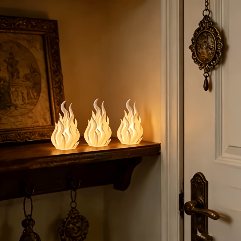 TEMU Ensemble de 3 pièces d'accessoires de bougeoirs blancs pour bougies chauffe-plat (bougies non incluses), équipés de décorations rétro en
