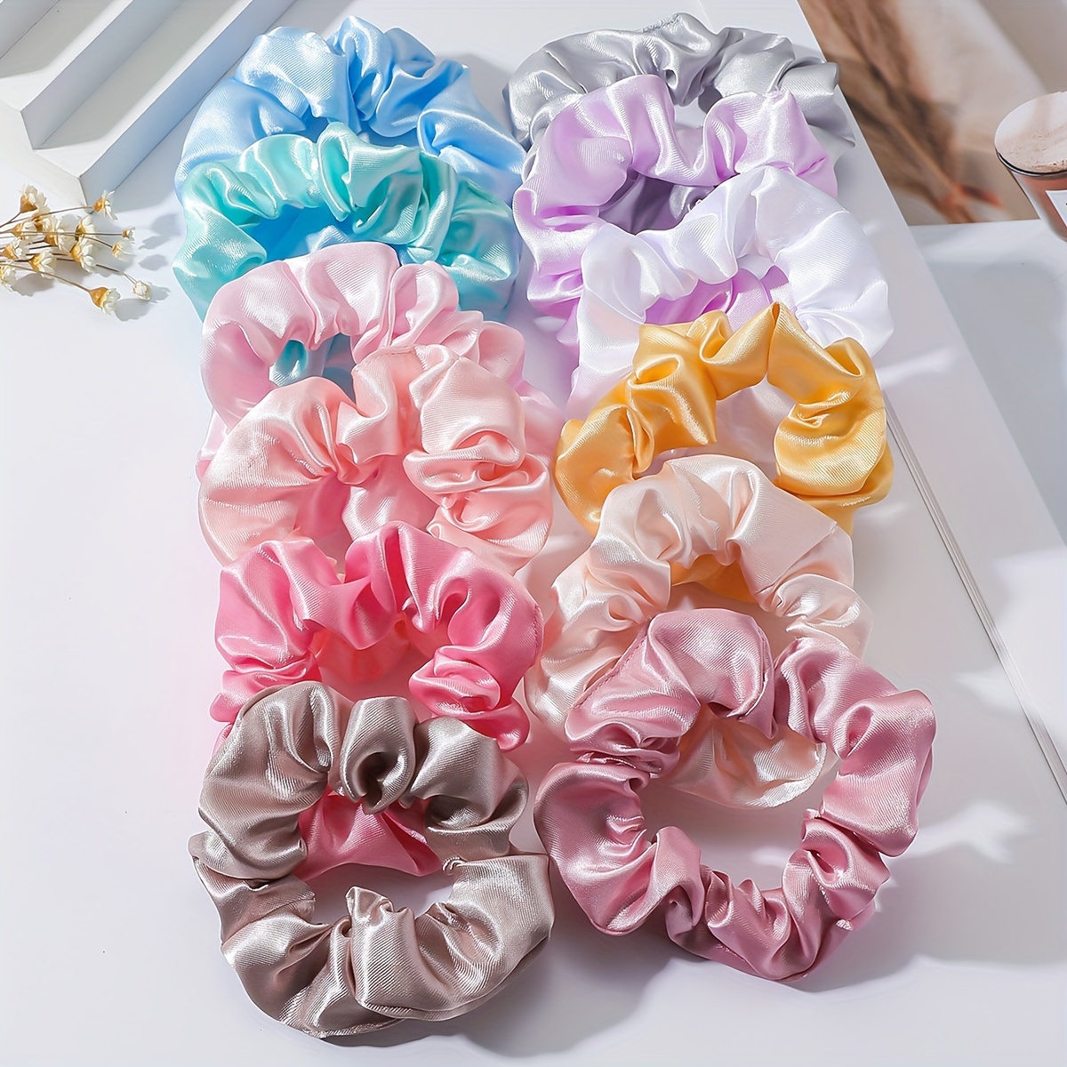 

12pcs Large Intestine Hair Loops Elastic Hair Ties Ponytail Holders Trendy Hair Accessories For Women And Daily Uses