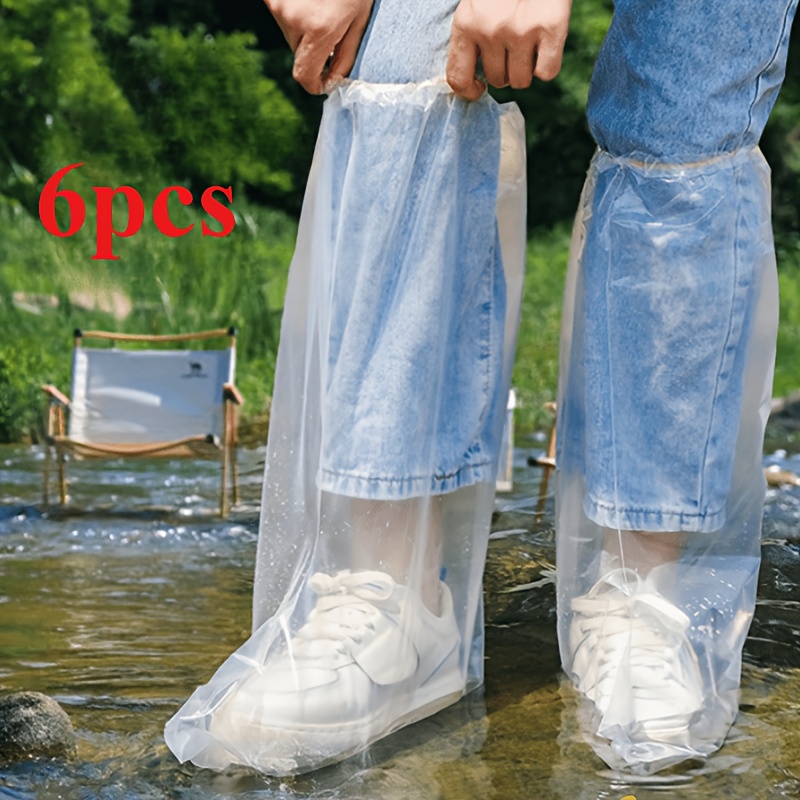 TEMU 6 piezas/paquete de cubrezapatos transparentes engrosados, adecuados para la limpieza y uso en exteriores en días de lluvia