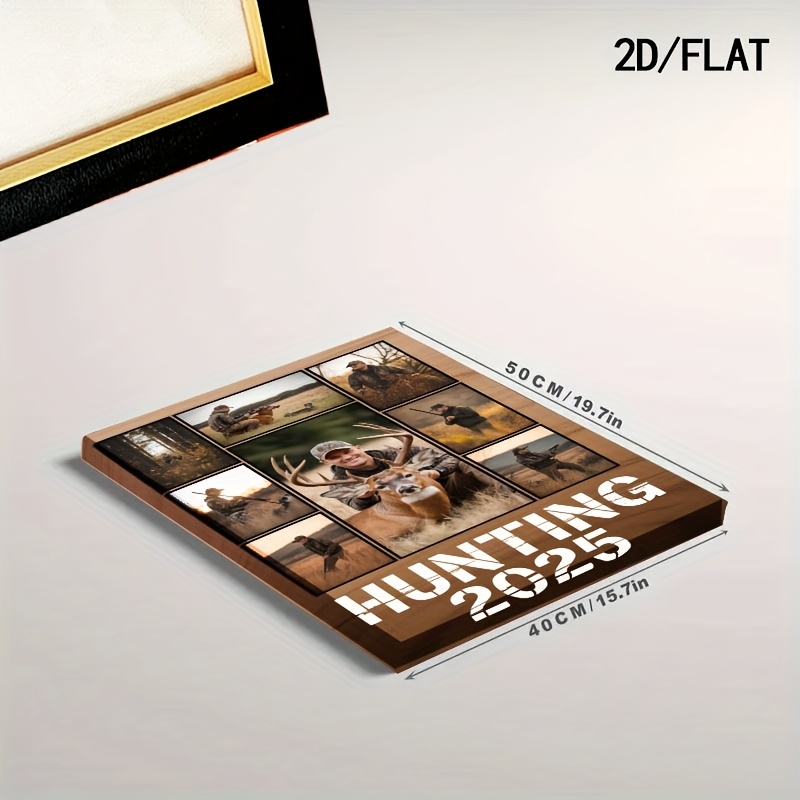 TEMU 2d Flat, Vertical Hunting-themed Photo Frame Compatible For Hunting - Multi-photo Capacity With 2025 Model Year Design, Retro Striped Stripe
