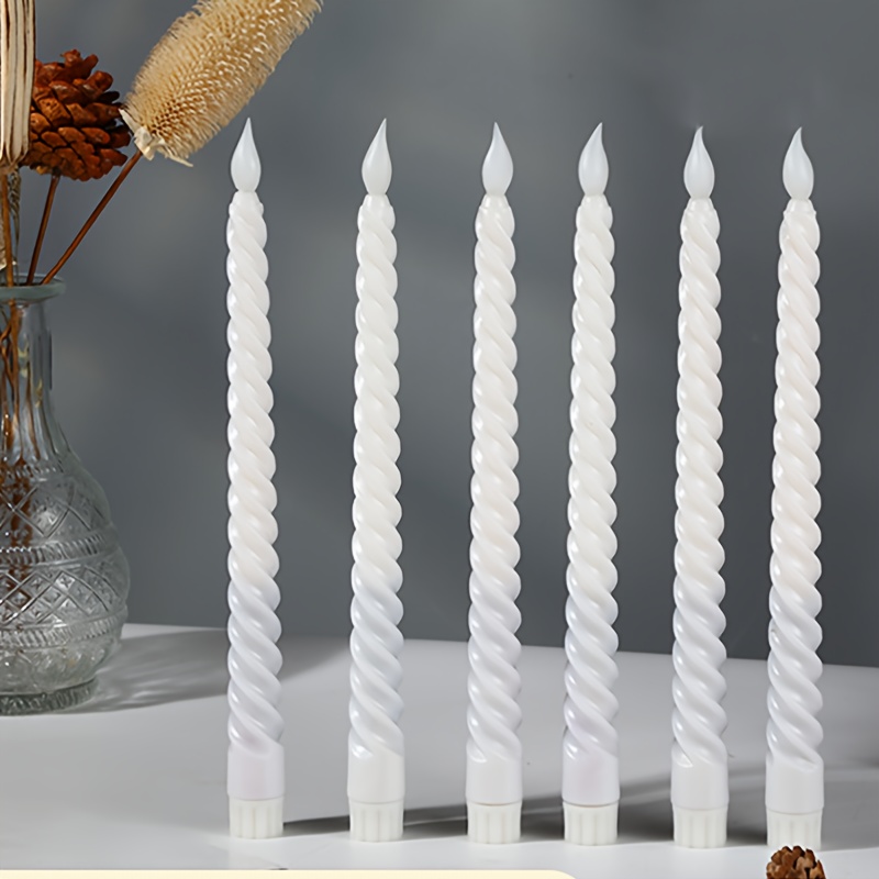 6pcs White LED Spiral Long Pole Electronic Flameless Candle Lights