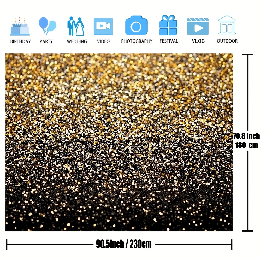 1pc, Black And Golden Photography Backdrop With Golden Dots, Vintage Background For Family Birthday Celebrations, Studio Additions