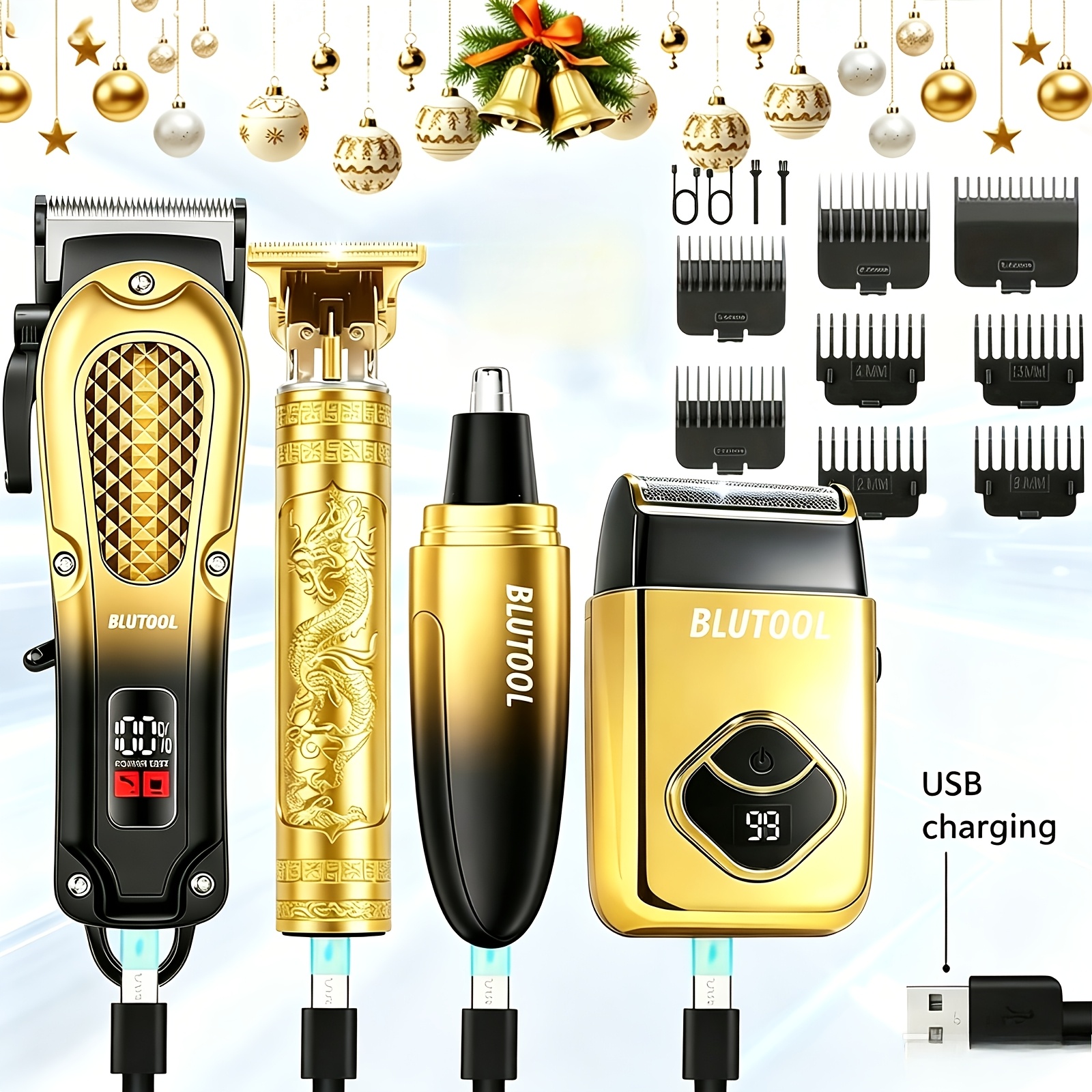2pcs/4pcs Men's Cordless Hair Clipper Kits - USB Charging Electric Hairdresser, Household Car Travel Use, Halloween, Christmas Gifts, Birthday Gifts, Perfect for Men, Husbands, Or Boyfriends. Barber Kits, Barber Tools