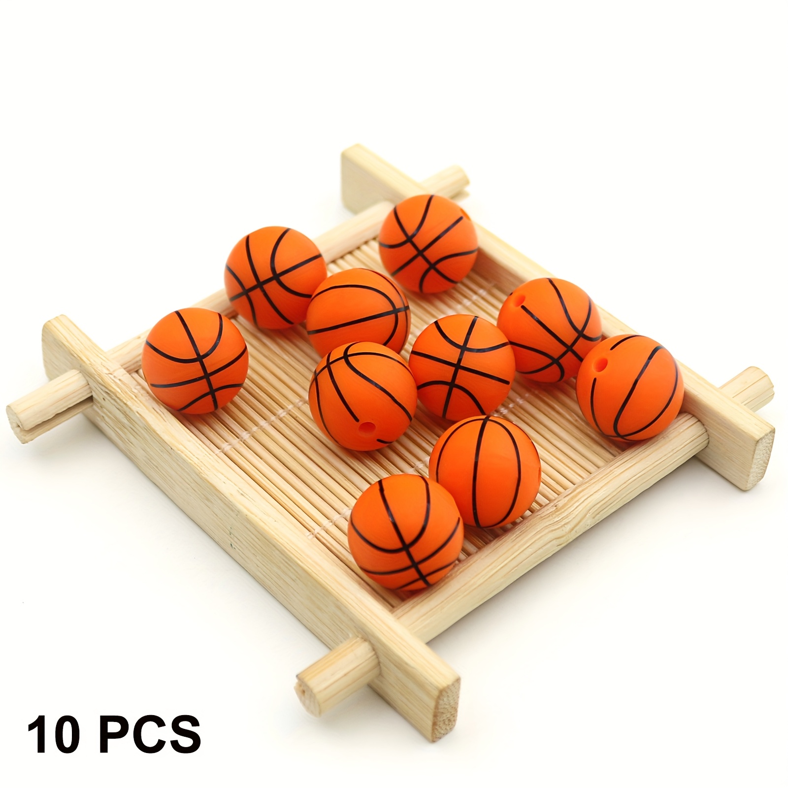 TEMU 10/20pcs Ball Silicone Beads Basketball Beads Sports Round Ball Basketball Silicone Beads For Jewelry Making Supplies Additions Pens Necklace