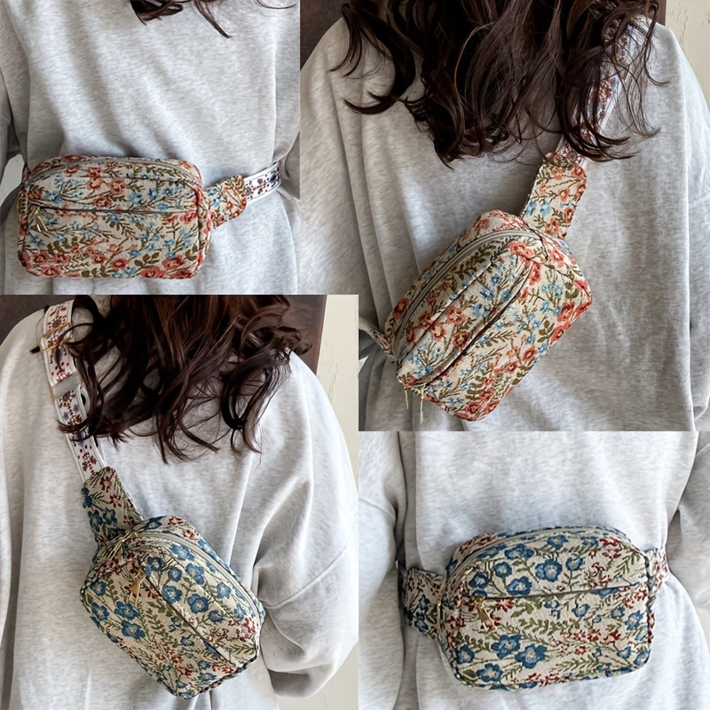 

Sac Banane Vintage À Imprimé Floral, Bandoulière Réglable, Pour Femme, Pochette De Taille Croisée Élégante