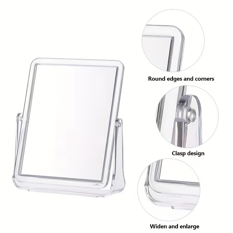 TEMU Hd 360 Degree Rotating Double-sided Mirror, Desk Makeup Mirror, Table Mirror With Stand For Shaving And Travel Mirror, Portable And Carrying.