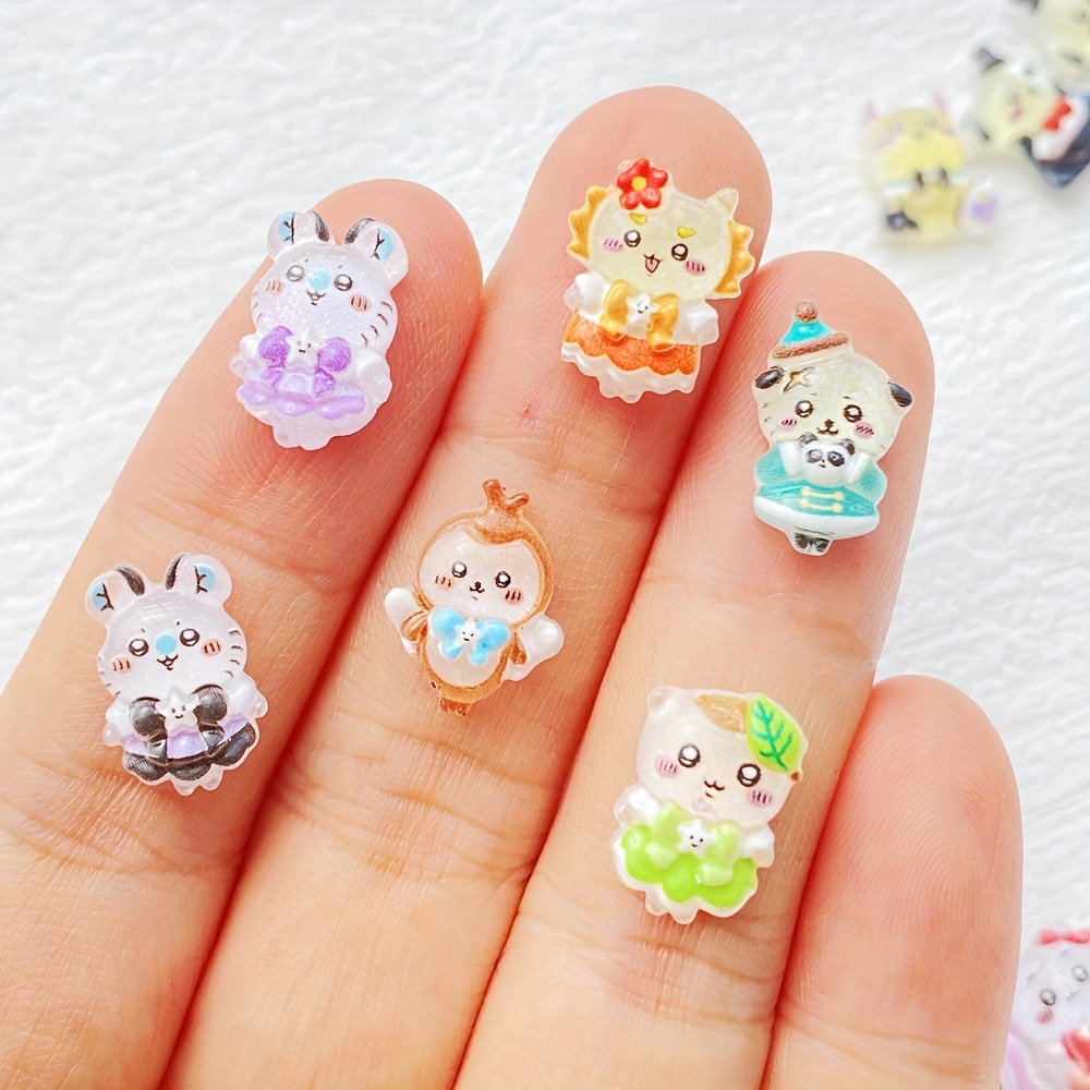 

20/40pcs Mini Cute Colorful Mixed Cartoon Animals Bee, Puppy, Rabbit Nail Art Ornaments - Cute Nail Accessories For Women And Girls, Non-toxic, -free, Very Suitable For Nail Art Supplies And Making