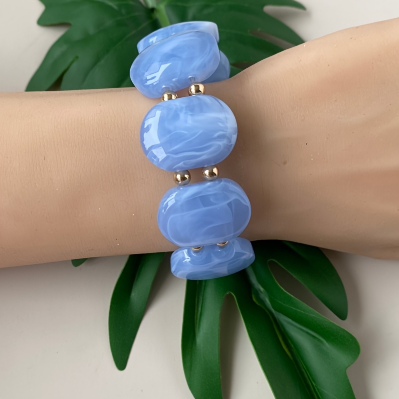 Colorful Ombre Resin Bead Bracelet, Geometric Bangle