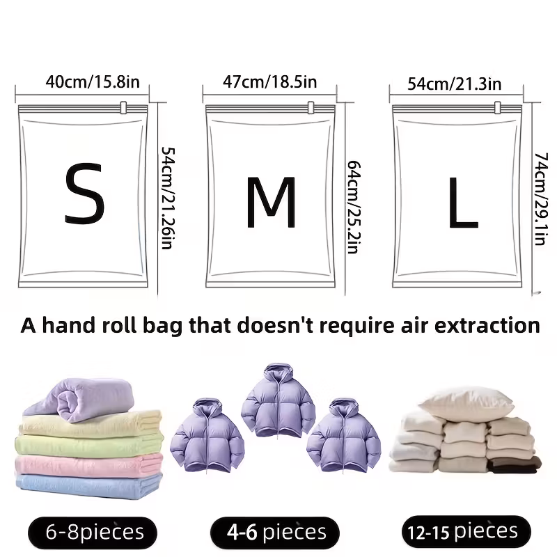 4pcs vacuum compression bag set sml and hand pump travel storage bag suitable for storing clothes blankets pillows etc moving backpacks wardrobes vacuum storage dust bag space protects clothes Product details 1